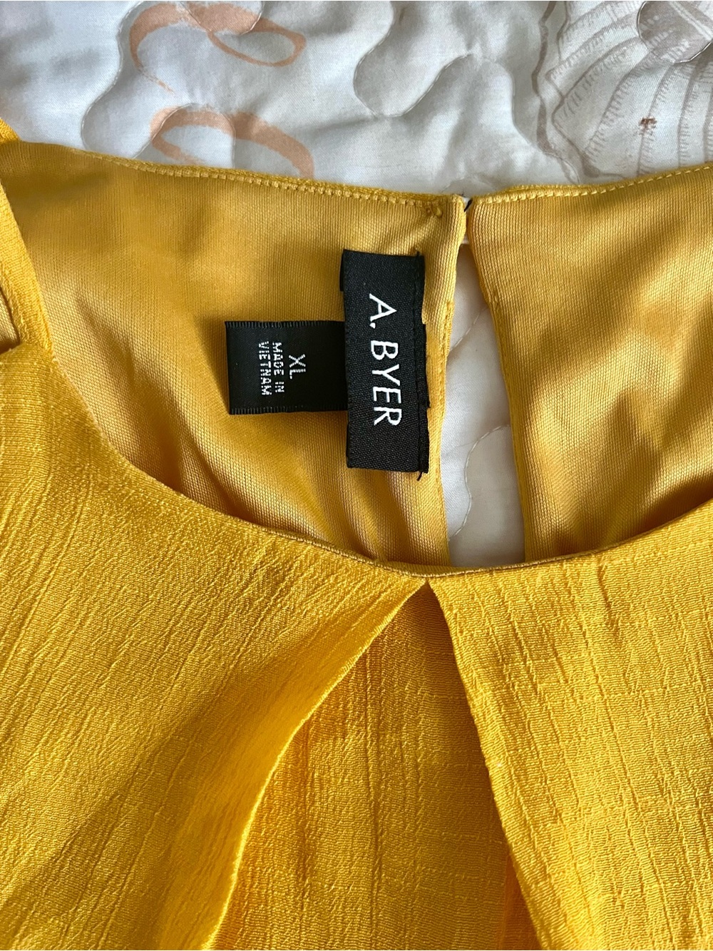 A. Byer Golden Yellow Textured Keyhole Blouse